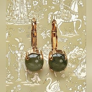 Green Jade Earrings in 14k Gold Plated